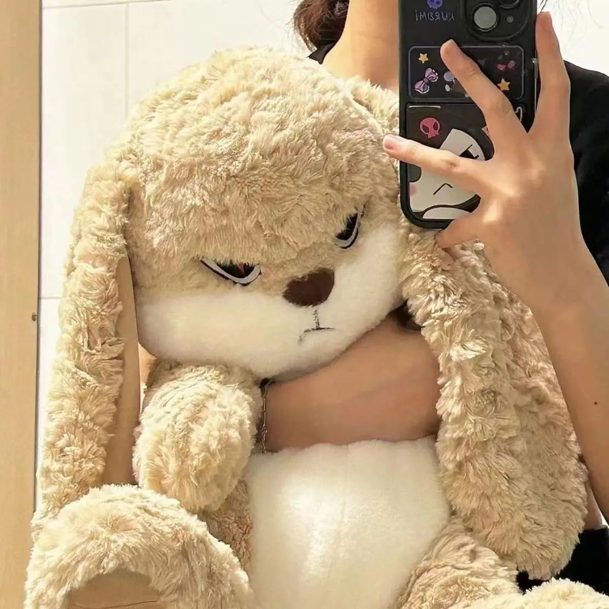Large Angry Rabbit Plush Toy – Cute Kawaii Stuffed Animal Doll