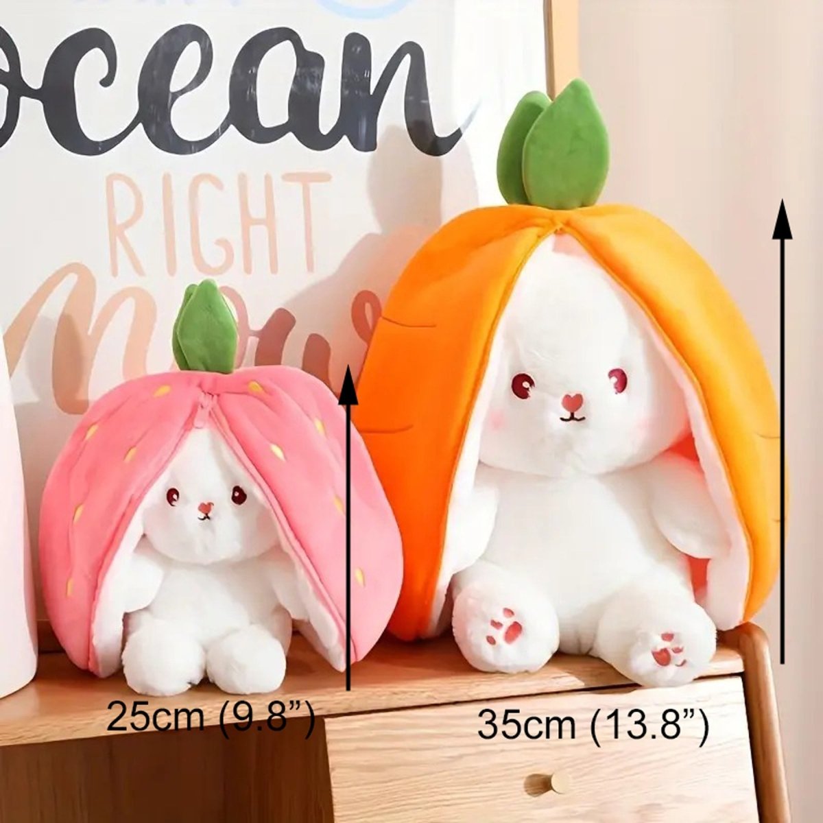 Strawberry Bunny Plush Toy Transformable Rabbit Stuffed Animal