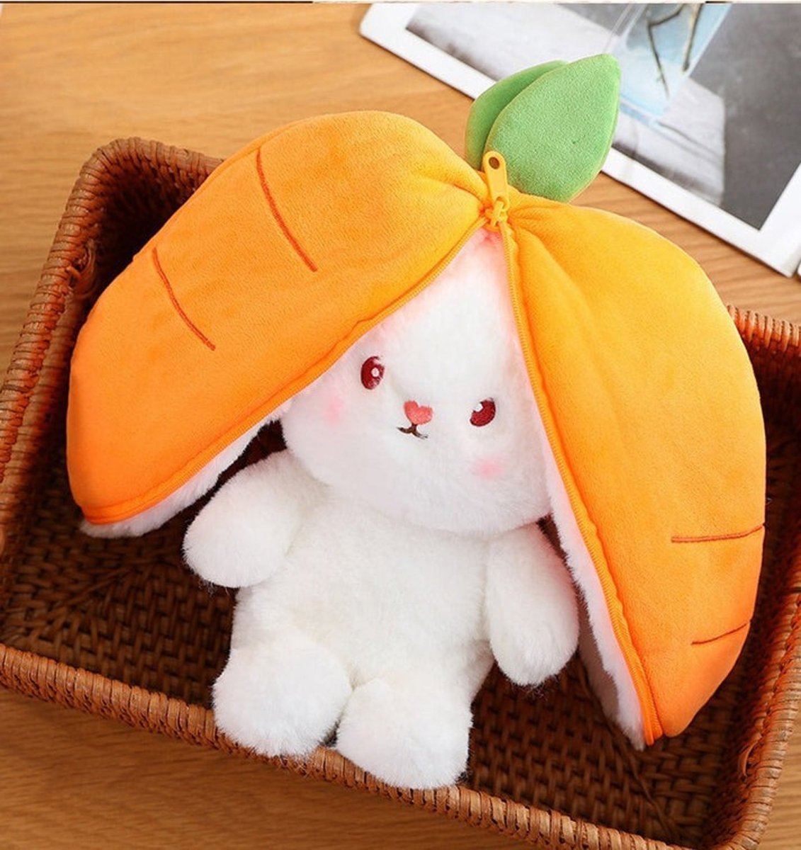 Strawberry Bunny Plush Toy Transformable Rabbit Stuffed Animal