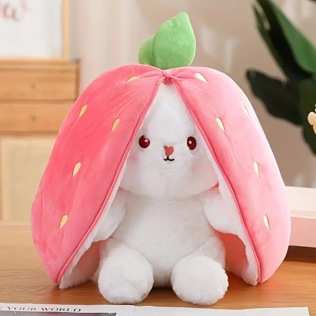 Strawberry Bunny Plush Toy Transformable Rabbit Stuffed Animal