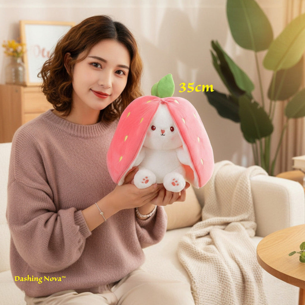 Strawberry Bunny Plush Toy Transformable Rabbit Stuffed Animal