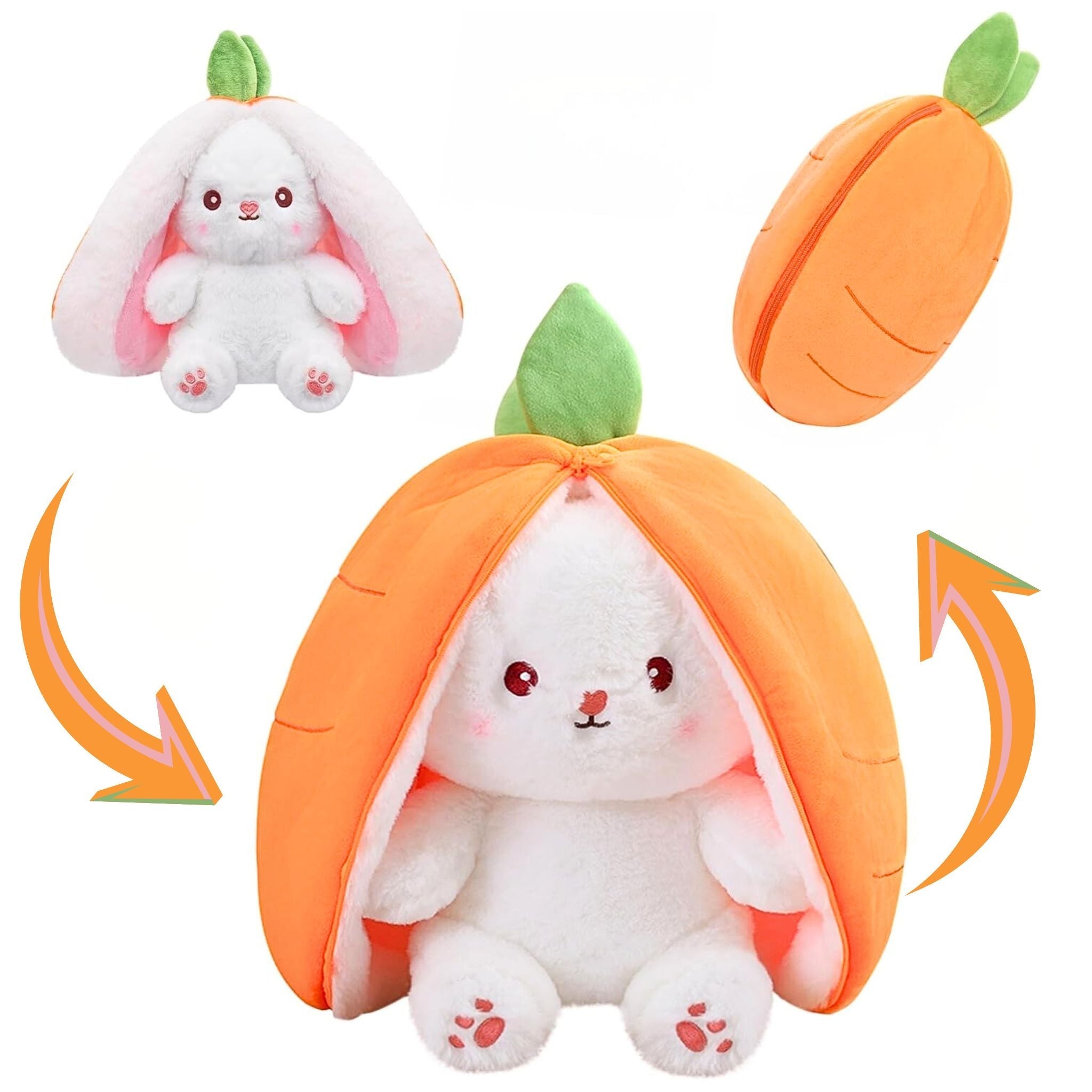 Strawberry Bunny Plush Toy Transformable Rabbit Stuffed Animal