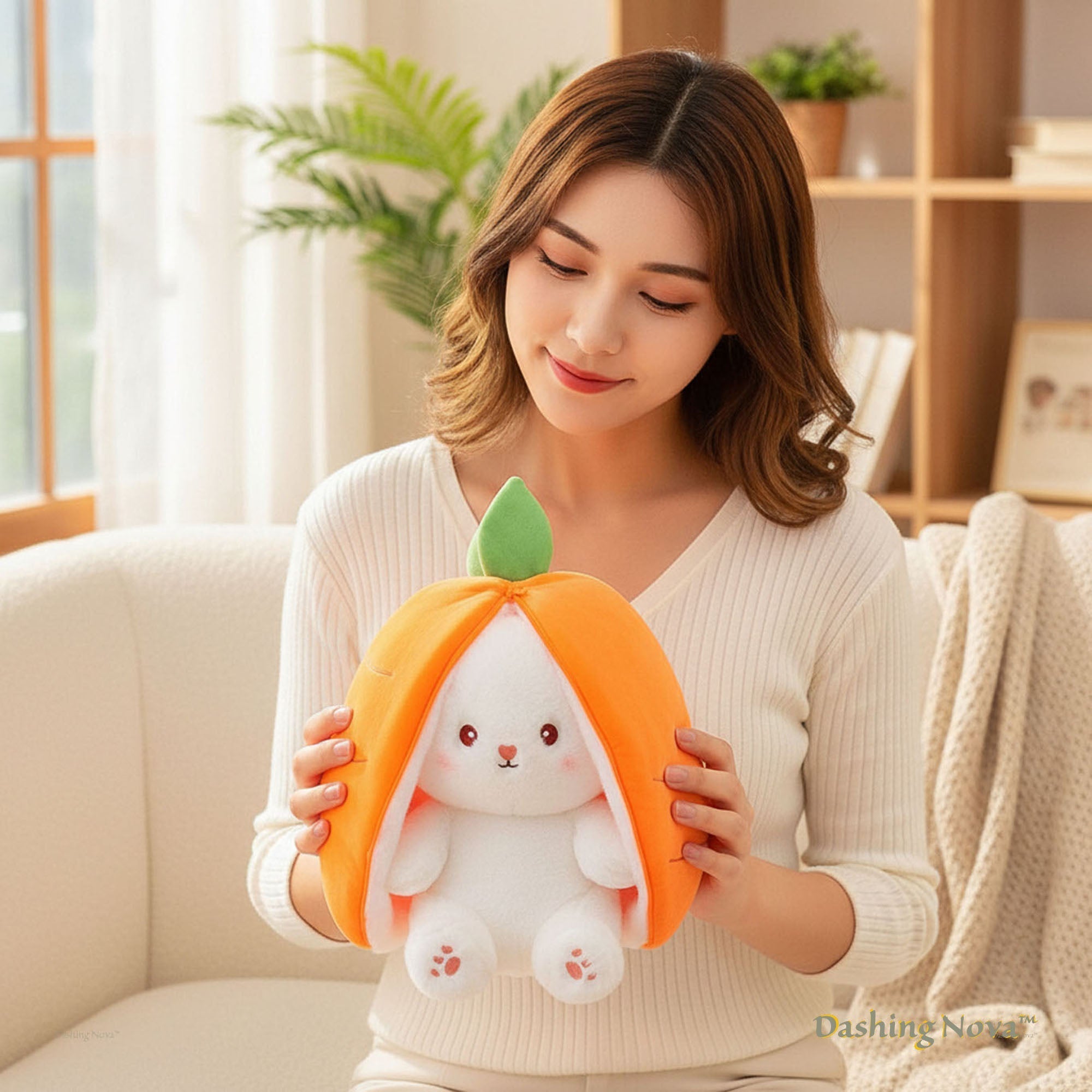Strawberry Bunny Plush Toy Transformable Rabbit Stuffed Animal